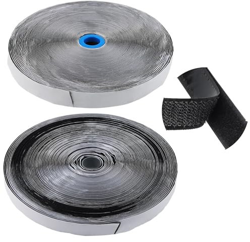DAKFOOK Lot de 2 rouleaux de ruban auto-adhésif double face extra fort - 25 m x 20 mm - Noir