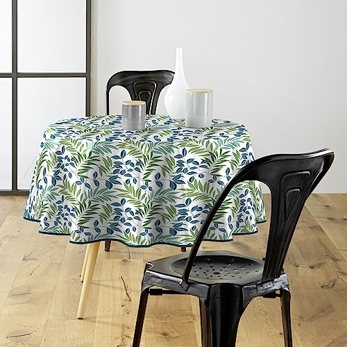 Douceur d'Intérieur Nelida Tischdecke, rund (Durchmesser 160 cm), Weiß, bedrucktes PVC