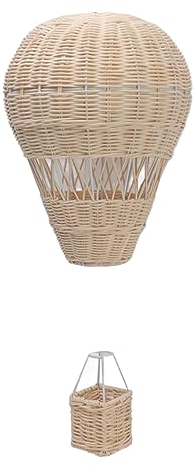 ZHDOKA Woven Hot Air Balloon, Rattan Hot Air Balloon Wall Decor Hot Air Balloon Shape Rattan Cage for Home Room Preschool Art Photography Ornament