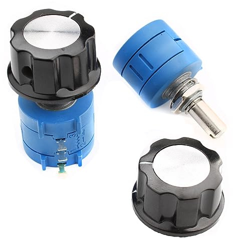 RUNCCI-YUN 2Pcs Potentiometer 10k Ohm rotary Potentiometer Präzisions-Multiturn-Potentiometer einstellbarer Wicklung Widerstand Potentiometer (3590S-2-103L 10k ohm) mit Drehknopf