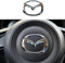 FOXZY Auto Lenkrad Logo Aufkleber für Mazda 3 6 CX-3 CX-5 CX-9, Lenkrad Zubehör Dekoration Auto-Innenzubehör,B Silver