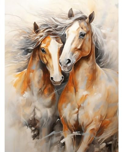 Stalente Diamond Painting Erwachsene Set Pferd, 5D DIY Diamond Art Kits for Beginners Round Full Drill Diamond Painting for Home Wall Decoration Gift 30×40cm/12×16inch