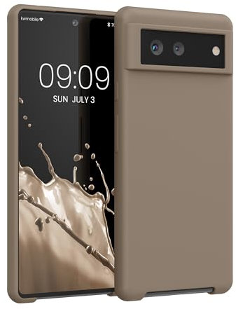kwmobile Hülle kompatibel mit Google Pixel 6 Hülle - Silikon Handy Case - Handyhülle weiche Oberfläche - kabelloses Laden - Taupe