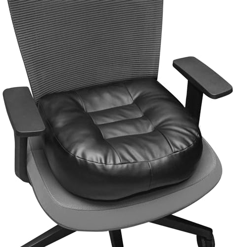 YOUFI Kunstleder Sitzkissen für Bürostuhl – Dicke Sitzerhöhung – volle Füllung für Unterstützung – mit atmungsaktivem Lederbezug, Griff und Schnalle – lindert Rückenschmerzen – (45 x 40 x 11 cm)
