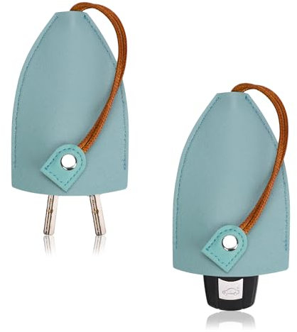 2 Pièces Étui à Clé de Voiture, Extractible Porte-Clés de Voiture Pochette Joli sac Porte-Clés Cuir PU Pochette à Porte-Clés Grande Capacité Porte-Clés pour Femmes Hommes (Bleu Clair)