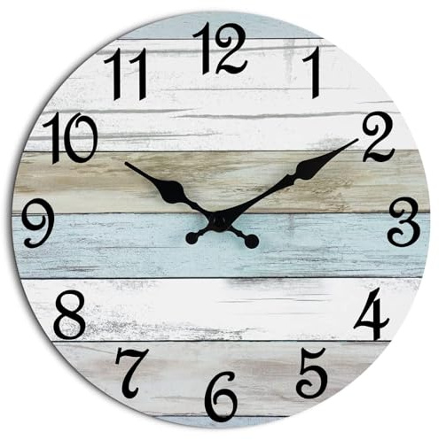 CHYLIN Wall Clock Non-Ticking Battery Operated Silent Rustic Coastal