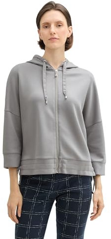 TOM TAILOR Damen 1043171 Sweatjacke mit Kapuze, 10921-Explicit Grey, XL