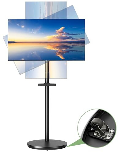 UPGRAVITY Rollbarer TV-Ständer für 33 bis 49 Zoll Bildschirme, drehbarer TV-Ständer – 90° Hochformat zu Querformat, höhenverstellbarer mobiler TV-Ständer auf Rädern, hält bis zu 15,9 kg, max. VESA 200