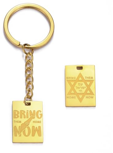 Dreamtimes Bring Them Home Now Halskette/Schlüsselanhänger Frauen Männer Unisex Israel Military Style Dog Tag Edelstahl Halskette Hexagramm Star of David(Schlüsselanhänger-G)