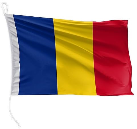 FLAGLY bandiera per barca Romania 45 x 30 cm formato orizzontale - peso del tessuto 115g/m² - stampata, robusta con corda e occhiello, accessori per barca barca a motore