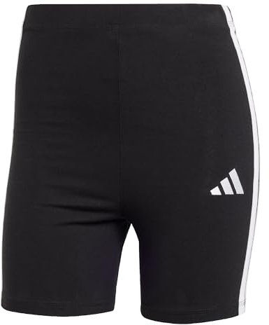 adidas Women's Essentials 3-Stripes HIGH Waisted Biker Shorts, Black/White, L