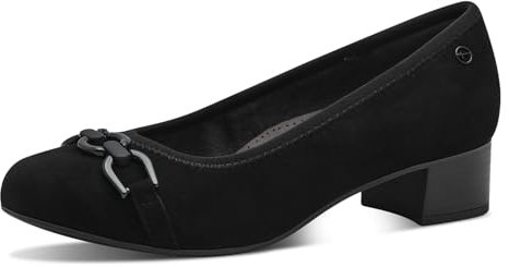 Tamaris Comfort Damen Pumps aus Leder Kleiner Absatz, Schwarz (Black Suede), 40 EU