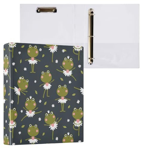3-Ringbuch mit niedlichem Ballerina-Frösch-Design, 3,8 cm, mit Klemmbrett-Taschen für Schule, 3-Loch-Büroordner, 1 Stück