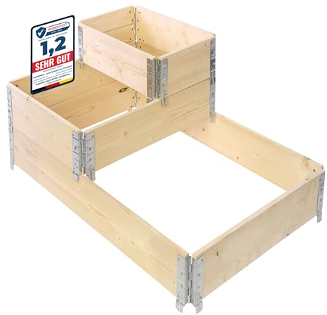 Garronda Orto Rialzato in Legno Naturale – Set 3 Pezzi, Fioriera per Piante, Fiori, Erbe Aromatiche, Frutta e Verdura, Aiuola Rialzata GD-0140, (Set 1, 120x80 80x60 60x40 cm)