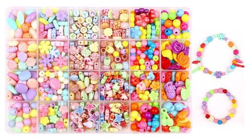 Perles Pour Bracelet, 1 jeu Perles de Rocaille et Verre, Kit Perles Bijoux Adulte Enfant, Perles de Rocaille, Perles pour Bijoux, Avec pochette pour accessoires, multicolore