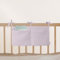 Babybett Aufbewahrungstasche aus 100% Baumwolle Musselin, für das Beistellbett, Babybett, Kinderbett. Ideal zum Verstauen von Windeln, Schnullern (Lavender)