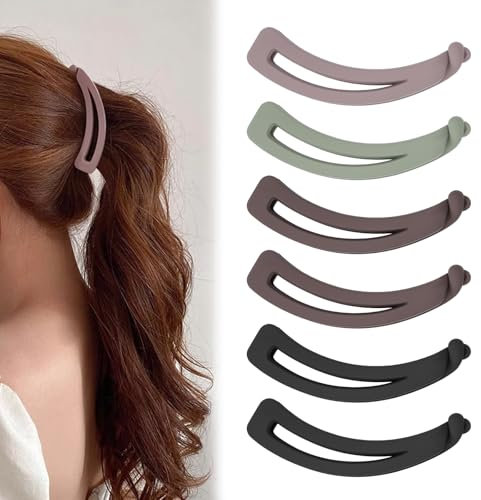 JJUNW 6 Stück Groß Bananen Haarspange, Haarspange für Damen und Mädchen Vintage Bananenspange Pferdeschwanz Haarklammer Dickes Haar Banana Clip für Damen und Mädchen (Farbe 1)