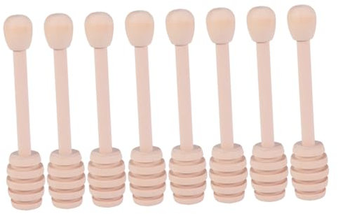MAGICLULU 1 Juego Palo De Miel Cucharada De Miel Mini Cariño Cuchara para Miel Jarabe De Cafe Herramienta De Miel Palitos De Cucharón De Miel Mini Batidor Brown Bambú Reutilizable 8 Piezas