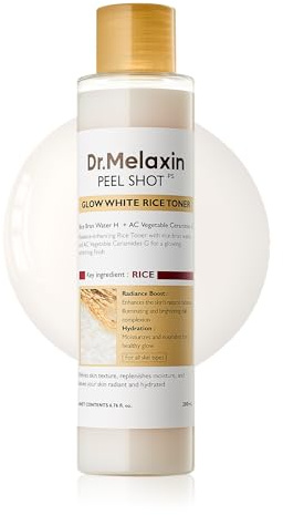 Dr.Melaxin Peel Shot Glow Rice Toner Hydrated Skin Cleansing Skin Korean Skin Care 6.76 Fl Oz (Pack of 1) White