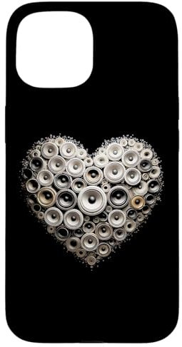 Hülle für iPhone 15 Valentine Lautsprecher & Bass Subwoofer Musik Herz Grafik
