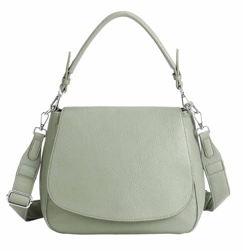 OBC Damen Tasche Shopper Hobo Bag Schultertasche Cross Over Body Bag Umhängetasche Beuteltasche Handtasche Henkeltasche Leder Optik Mint