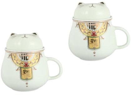 Cabilock 2 Piezas Taza de té del gato de la suerte tazas cafe vasos cafe tazas para cafe vasos para cafe coffee mug térmico taza para té taza de café taza de agua diaria cerámica