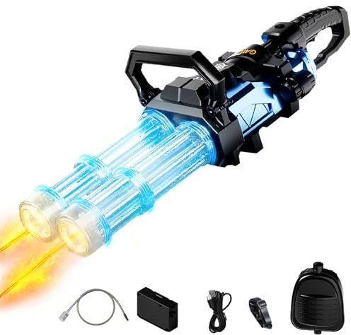 Double Barrel Gatling Water Gun, Electric Water Pistols, Long Battery Life, Large Capacity, Colorful Lights, Suitable for Children and Adults, Summer Swimming Pools Parties Beaches Outdoor Water Play