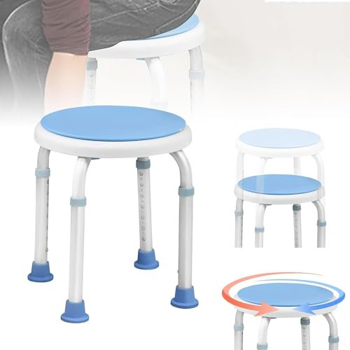 Duschstuhl, 360 Grad drehbarer Duschhocker, Duschsitz for Senioren, Duschsitze for behindertengerechte Badewannen, verstellbare Badehocker, rutschfester Duschsitz, einfache Montage, kein Werkzeug erfo