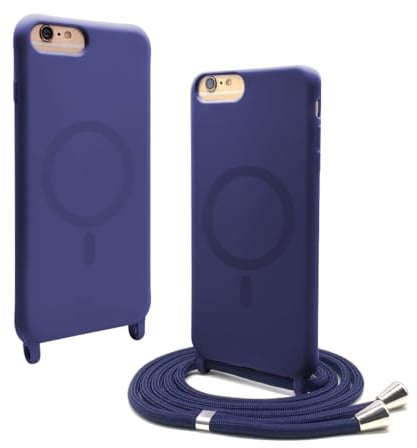 VAVAVOOMY Handykette Hülle für iPhone 6/7/8 Plus(5.5) mit Band Halsband Lanyard (abnehmbar) Handyhülle, Verstellbarer Lanyard.Magnetisch Stoßfest Silikonhülle Wireless Charging kompatibel .-Blau