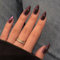 KQueenest Cat Eye Press on Nails Almond Medium, Glazed Glitter Black Pink False Nails Medium, Shiny Bling Acrylic Fake Nails Set Gothic Sparkly Stick on Nail for Women Holiday Finger Wear 30 Pcs