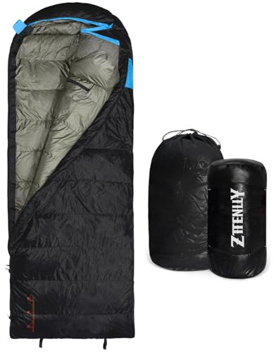 ZTTENLLY Daunenschlafsack für Erwachsene - Leicht & Kompakt für Rucksackreisen, Camping und Wandern - 45-52 Grad und 3-Jahreszeiten-Schlafsack für kaltes Wetter