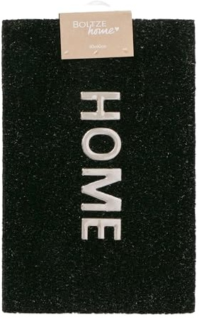 BOLTZE Fußmatte Home (Farbe Schwarz/Silber, aus Edelstahl, PVC und Kokos, LxBxH: 60 x 40 x 1,2 cm, mit Home Textmotiv, Rechteck Form, Fußabtreter, Wohnaccessoire) 2057427