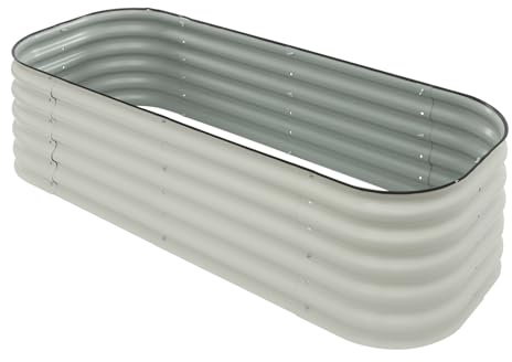 Garden Hochbeet-Kits, 43 cm Hoch, Offener Boden für Drainage, 8-in-1 modulares Metall-Hochbeet für Gemüse, Blumen, Terrasse, Boden-Pflanzkasten,weiß