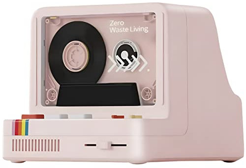 Fsjun X20 Retro Bluetooth Speaker with Vinyl Record Look, Hi-Fi Stereo Sound, 5 Light Modes, Scent Pad Slot, BT 5.0/AUX/TF Card Support, Vintage Home Music Player, 4 Stickers Included (Pink)
