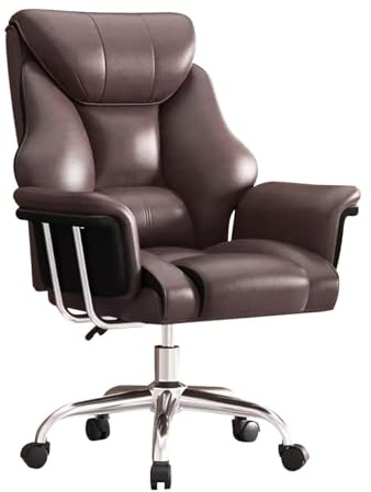 ZFGOJNBH Boss Bürostuhl, Business-Gaming-Stuhl, hohe Rückenlehne, Bequeme Chefsessel, moderner Ledersessel, großer und hoher Drehstuhl mit Rädern, höhenverstellbar (Farbe: Braun)