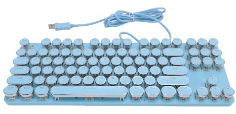 Asixxsix Tastiera Meccanica, Tastiera da 87 Tastiera Retroilluminata da Gioco Meccanico Tastiera Rotonda Cappello Rotondo della Tastiera di Gioco per Casa, Ufficio, Business (BLUE)