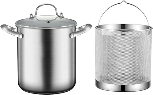 CCKUYT 5-Liter-Spargeltopf, Edelstahl 304, Spargel- und Spaghetti-Dampfgarer, Pastatopf, Öl, Tiefe Pfanne mit Korb und Deckel