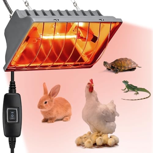 SGZIOO Wärmelampe Hühner 175W Rotlichtlampe für Küken, Enten, Welpen, Vieh mit 2 Hängenden Ketten, 1,8m Kabel, Infrarot Heizung für Hühnerstall, Terrarien
