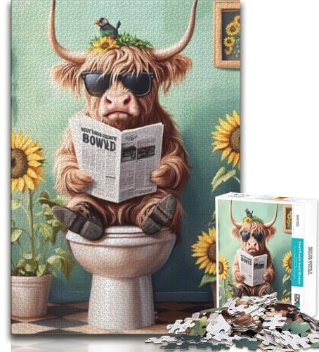 Puzzle für Erwachsene und Teenager 1000 Teile Yak in der Toilette Teenager-Puzzle anspruchsvolles Spiel ganze Familie 38x26cm