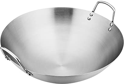 Tdoutop Premium Stainless Steel Wok with Handles for Cooking, 30cm