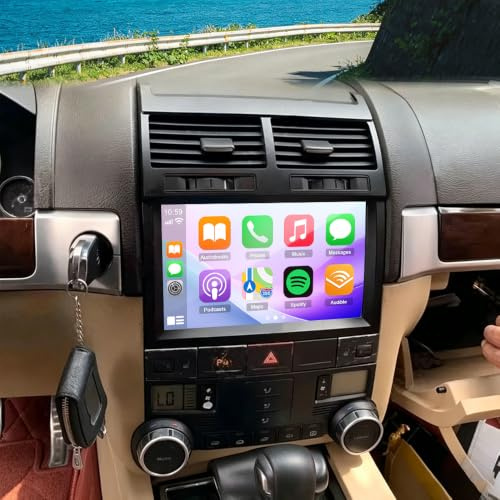 2+64G Android 14 Doppel Din Autoradio für VW Touareg 2003-2010 GPS Navi mit Wireless Carplay Android Auto 4 core 9 Zoll Car Radio for Touareg Radio Bluetooth WiFi FM SWC AHD Rückfahrkamera RDS/DAB