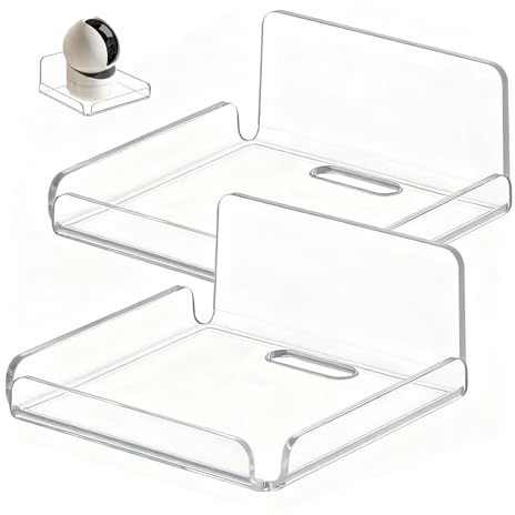 Small Acrylic Shelf Wall Mounted Display Shelves Clear Adhesive Corner Shelf No Drill Stick On Floating Mini Shelves Transparent Wall Shelf for Security Camera Smart Speaker Baby Monitor 2Pack Office