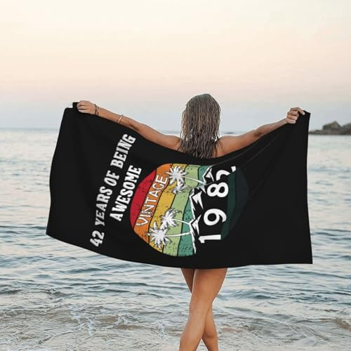 Handtücher Herzlichen Glückwunsch Zum 42. Geburtstag! Badetuch Mikrofaser Strand-Tuch Saugfähige Handtuch Für Strand Sauna Meer 80X130Cm