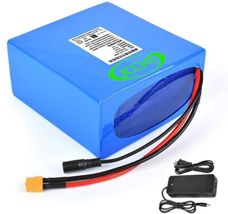 JCCHT Batterie Lithium Rechargeable 24V 6Ah 12Ah 18Ah 24Ah 30Ah Pack Batteries LiFePO4 25,6V pour vélo électrique Trottinette ou projets Bricolage,W/Charger,25.6V12000mAh