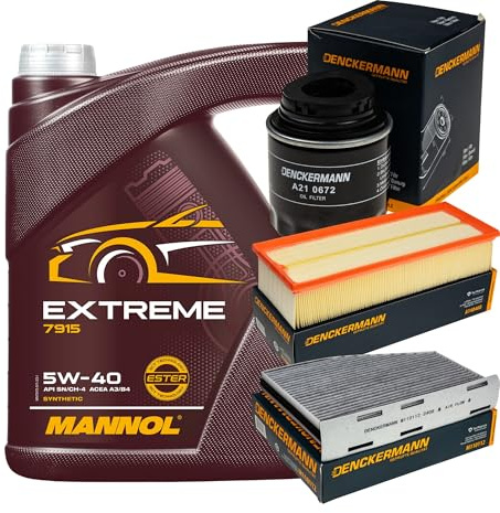 EISENFELS Inspektionspaket enthält 5 L Motoröl Extreme 5W-40 Ölfilter Luftfilter Innenraumfilter Aktivkohlefilter für Touran 1T3 1.4 TSI Sharan 7N 7N1 7N2