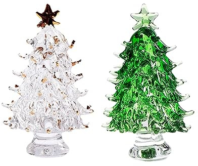 Aniyaa 2Piece Fireplace Mantel Decor Desk Topper Artificial Plants Crystal Glass Tree Crystal Craft