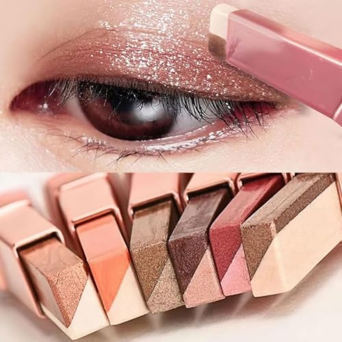 Lilbitty 3 PCS Bâton de Fard à paupières 6 Couleurs, Waterproof Paillettes Maquillage Marron