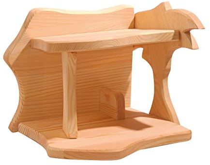 Ostheimer 5550114 Stall Krippe klein aus Fichtenholz Größe:30 x 24 x 24cm