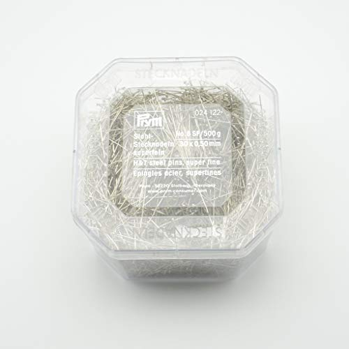 Prym 024122 Stecknadeln, 0,50 x 30mm, silberfarbig, 500g, Kunststoffdose