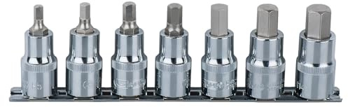 KS Tools 918.1335 1/2 CHROMEplus Bit-Stecknuss-Satz Innensechskant, 7-tlg. 5-14mm,kurz | Innensechskant, 7 Teile